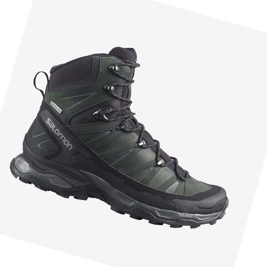 Tenis Senderismo Salomon X ULTRA TREK GORE-TEX Hombre Grises Negros Verdes | MX 3575SGL